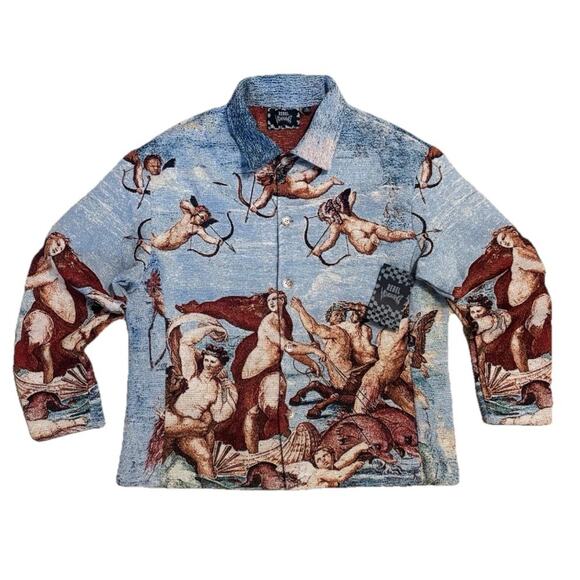 Rebel Vengeance Jacket Men’s SZ XL Angel Art Tapestry Venus Renaissance Graphic - Picture 6 of 7